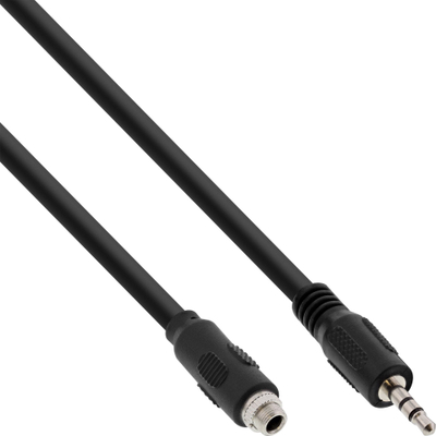Kabllo audio InLine, adaptor 3.5mm stereo mashkull–femër, 0.6m, e zezë