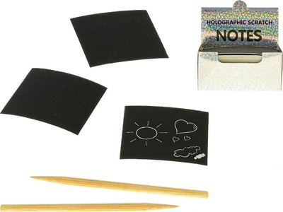 Bllok shënimesh NoName Holographic Scratch Paper, 100 fletë 9x9 cm, argjendtë