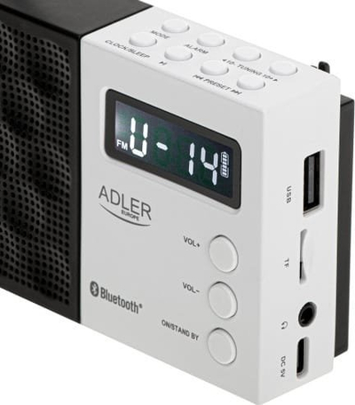 Radio digjitale Adler AD 1908, PLL AM/FM, me alarm, bardh e zi