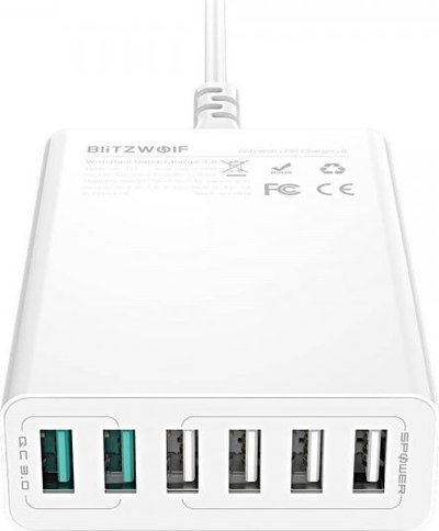Karikues USB BlitzWolf BW-S15, 6x USB A, 60W, i bardhë