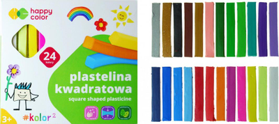 Plastelinë Happy Color Square, 24 ngjyra, për kalamaj 3+
