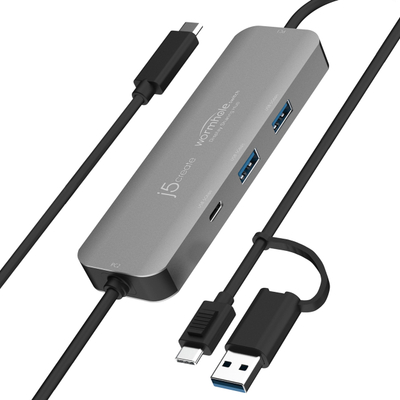 Hub ndarës ekrani J5create JCH462 Wormhole Switch, 2x USB A, 1x USB C 5Gbps, i zi
