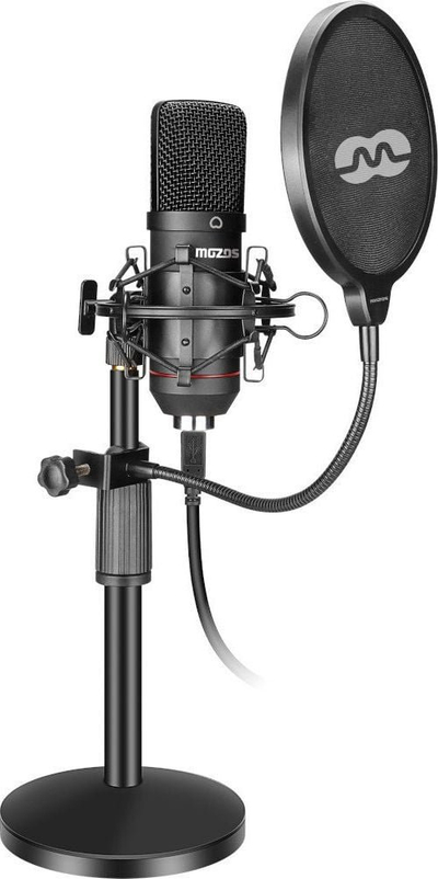 Гејминг микрофон Мозос MKIT-900PRO USB, студио сет со крак 80 cm, црн