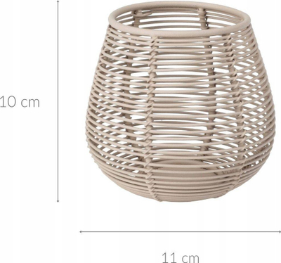 Kosh dekorativ ratan pa markë, 10 cm, rrumbullakët, bezhë