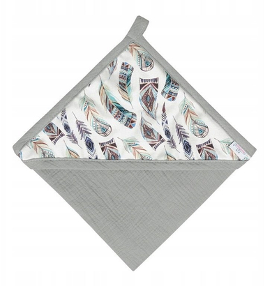 Peshqir banje për bebe Matex Muslin Design, 85x85cm, pambuk muslin, gri shumëngjyrësh