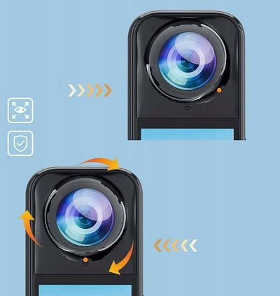 Kapak mbrojtës lente PULUZ për Insta360 X5, set 2 copë, twist lock, i zi