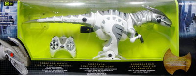 Lodër robot dinosauri WowWee Roboraptor me telekomandë, 80 cm, i bardhë