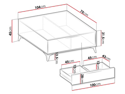 Tavolinë moderne për kafe Siprynt 1SZ (104 x 45 x 75)