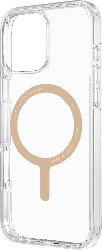 Kapak telefoni UNIQ Clario MagClick, për iPhone 16 Pro Max, MagSafe, i tejdukshëm me ngjyrë ari