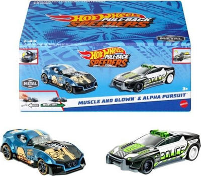 Set me makina lodër Hot Wheels Pull Back Speeders, 2 makina, shkallë 1:43, shumëngjyrëshe