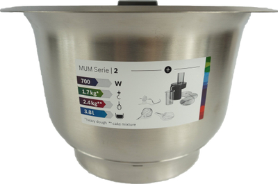 Enë përzierëse Bosch MUZS2ER, çelik inox, 3.8L, argjendtë