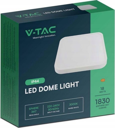 Plafonierë LED V-TAC Square, 24W, 3000K, kornizë e bardhë