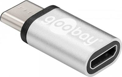 Adapter USB Goobay, USB C në microUSB, i argjend