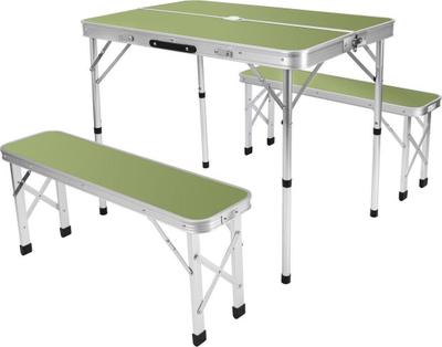 Set tavoline palosëse turistike Enero Folding, 90x60x70 cm, 2 stola alumini, jeshile