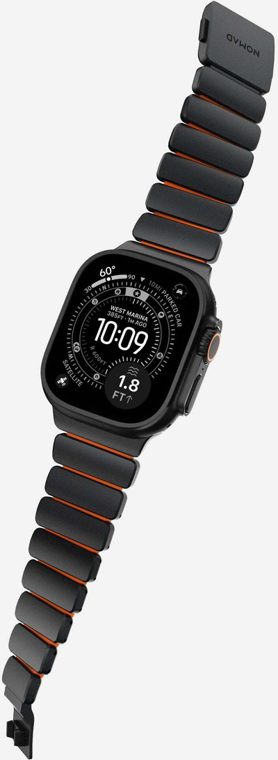 Rrip për Apple Watch Stratos Band 49mm, titan i zi, Ultra Orange