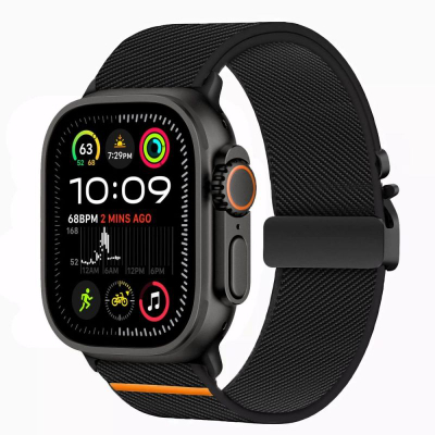 Ремен Tech-Protect Nylon Clasp за Apple Watch 44 45 46 49mm, најлон, метална тока, црн
