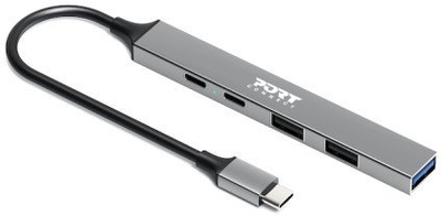 USB C хаб Port Designs 900163, 4 порти, 5 Gbps, сребрен