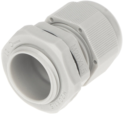 Gland kabllor plastik D/M-20X1.5, IP68, diametër 6-12mm, i bardhë