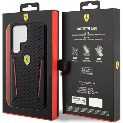 Këllëf telefoni Ferrari për Samsung Galaxy S23 Ultra, Carbon Stripe, i zi