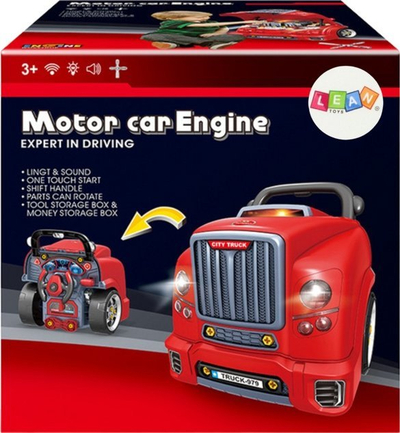 Set lodër kamion me motor DIY, për montim, plastik, i kuq