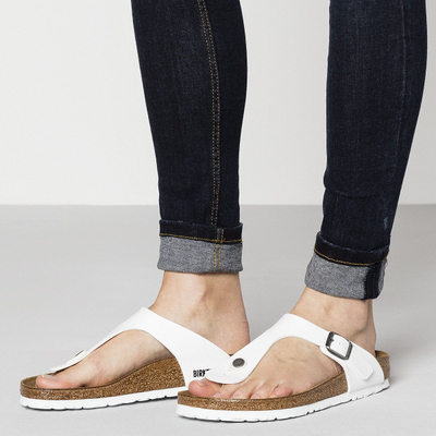 Sandale Birkenstock Gizeh BS W 0745531, për femra, efekt metalik, argjendi