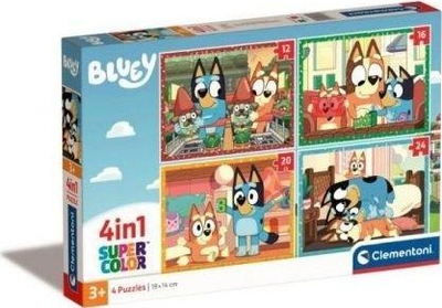 Puzzle për fëmijë Clementoni Bluey 4 in 1, Supercolor, shumëngjyrësh