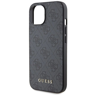 Mbulesë telefoni Guess GUHCP15MG4GFG për iPhone 15 Plus, me logo metalike, gri e errët