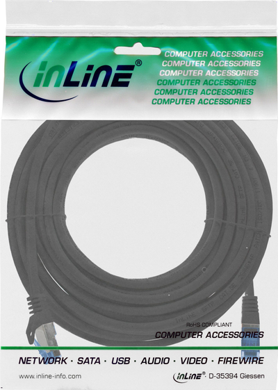 Kabllo rrjeti InLine Patch Cable Cat.6A, 7.5m, 10 Gbit/s, e zezë