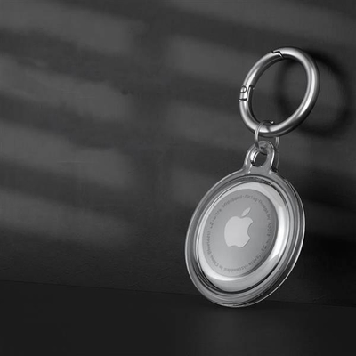 Mbajtëse silikoni Tech-Protect Icon për Apple AirTag, me karabinë, transparente
