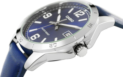Ora dore Casio MTP-V004L-2B, analoge, rrip lëkure, blu
