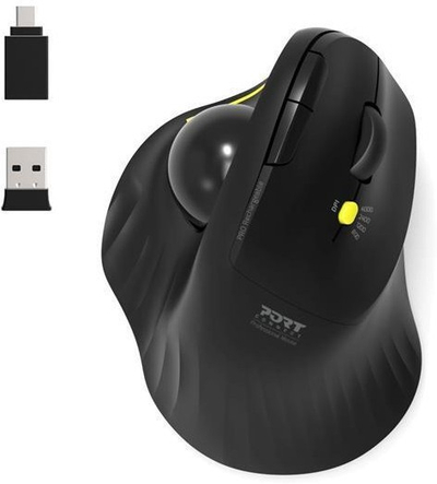 Mouse ergonomik Port Designs 900719, vertikal me trackball, wireless Bluetooth RF, i zi
