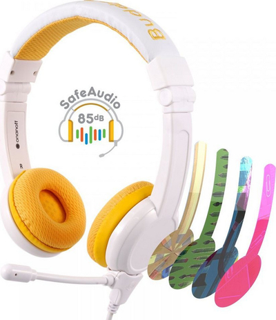 Kufje BuddyPhones School, të verdha / të bardha