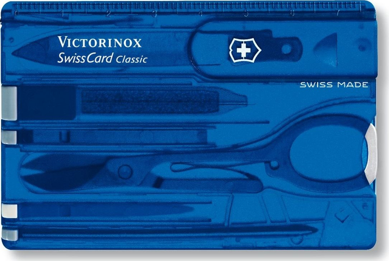 Kuti mjetesh praktike Victorinox SwissCard, e kaltër