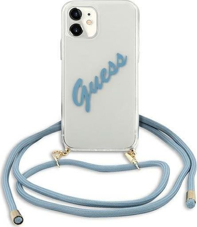 Kapak telefoni Guess Script Vintage GUHCP12SCRTVSBL për iPhone 12 mini 5.4", hardcase, blu