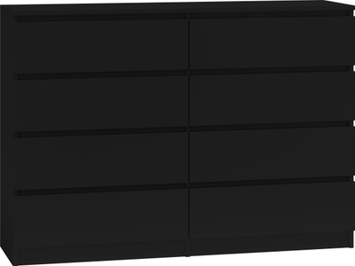 Komodë Topeshop Malwa M8, 8 sirtarë, 140 cm, e zezë