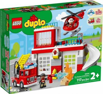 Set LEGO Duplo stacion zjarri me helikopter (10970), 117 pjesë