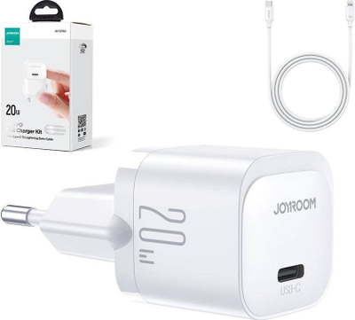 Karikues USB-C Joyroom JR-TCF02, 20W PD, me kabllo 1m, i bardhë