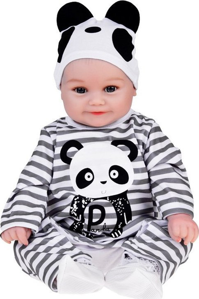Kukull çun me trup të butë, 45 cm, me pizhamë panda