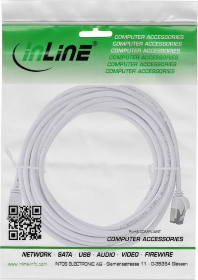 Kabllo rrjeti InLine Patch Cable Slim, Cat 8.1, 3m, e bardhë