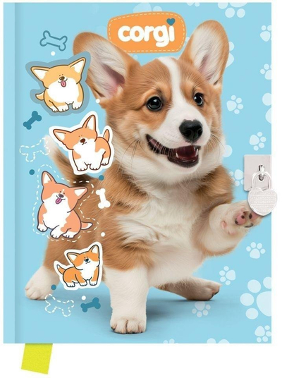 Ditari me dry Happy Color Corgi, 80 fletë, 14x18 cm, me shumë ngjyra