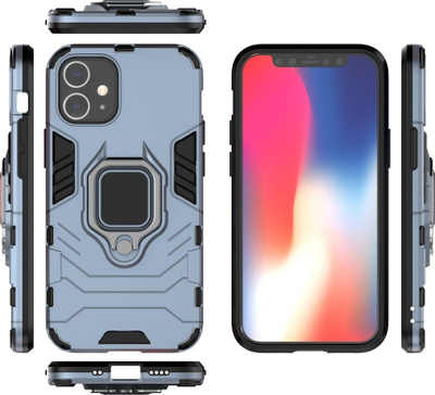 Këllëf telefoni Hurtel Ring Armor për iPhone 12 Mini, me unazë, blu