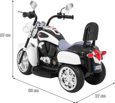 Motoçikletë elektrike për fëmijë Ramiz Chopper Night Bike, 6V, 4 km/h, e bardhë
