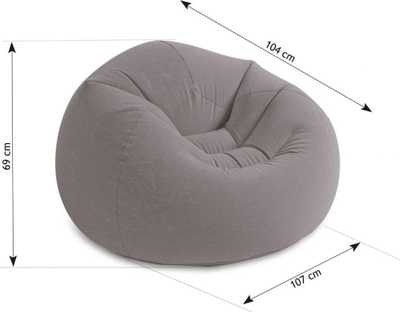 Karrige e fryrë Intex Beanless Bag, për ambiente të brendshme dhe të jashtme, vinil rezistent, gri