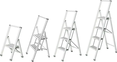 Shkallë alumini Wenko Premium, 3 shkallë, palosëse, e bardhë