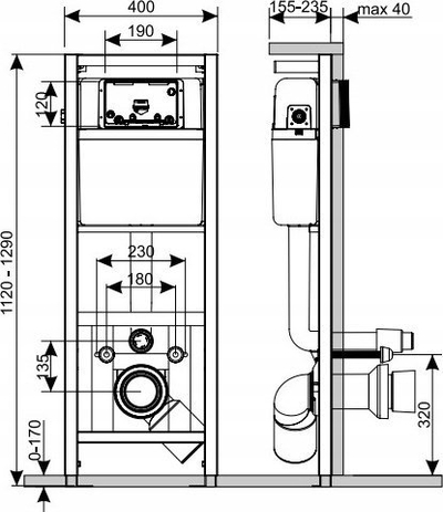 Kornizë e fshehur për WC Kkpol Warranty, rezervuar 10L, çelik, mat