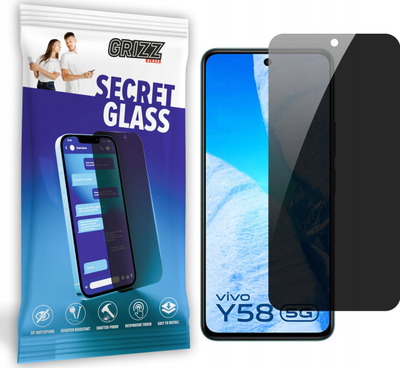 Xham mbrojtës privatësie Grizz SecretGlass për Vivo Y58, shtresë qeramike, oleofobik, i zi