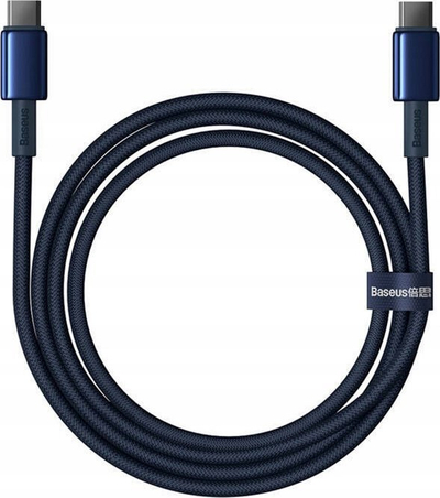 Kabllo karikimi Baseus Tungsten Gold Type C në Type C, 100W, 1m, e zezë