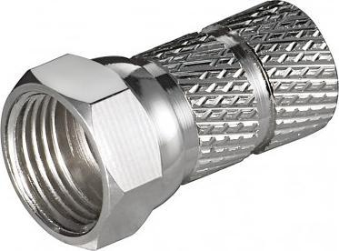 Prizë koaksiale rrotulluese Goobay P-F, diametër kabllo 6.5 mm, metalike, argjend