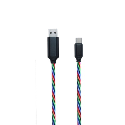 Kabllo USB 2GO USB A në USB C, 1 m, najlon, shumëngjyrëshe