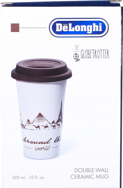 Filxhan udhëtimi Delonghi Globetrotter, qeramikë me dy shtresa, 300ml, i bardhë